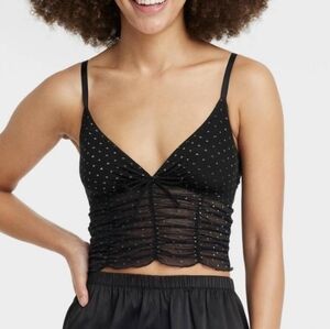NWT Black Glitter Mesh Bralette